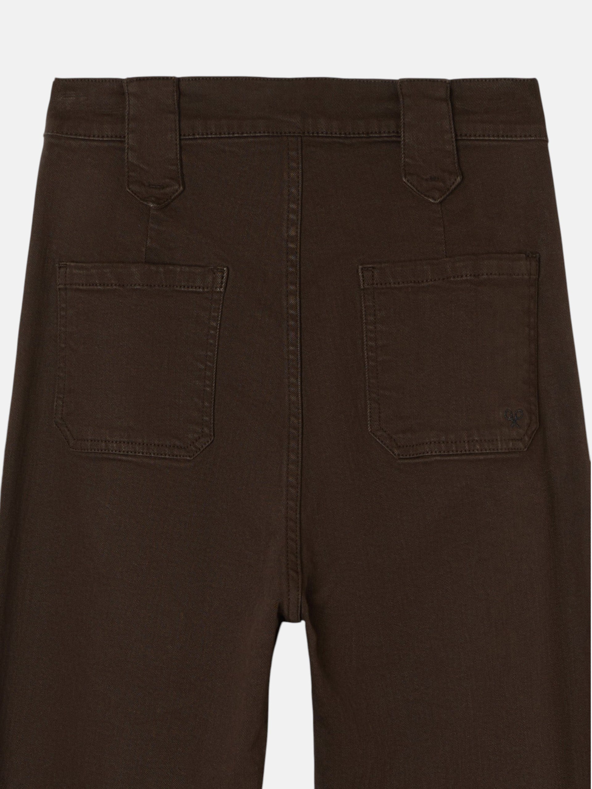 Pantalon en denim droit avec détails de boucles marron