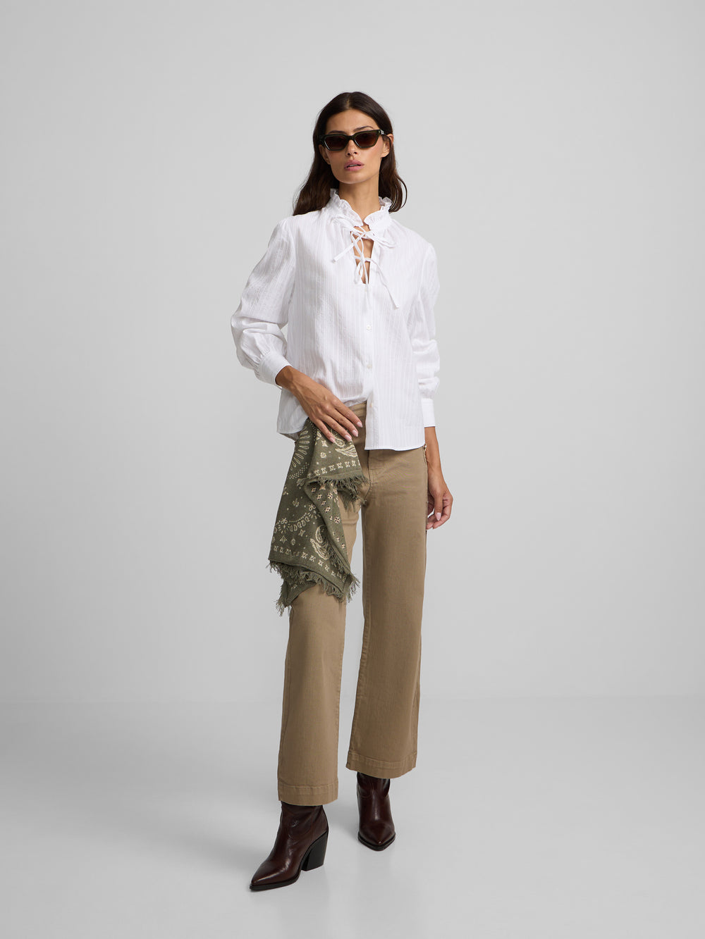 Sailor culotte denim sand trousers