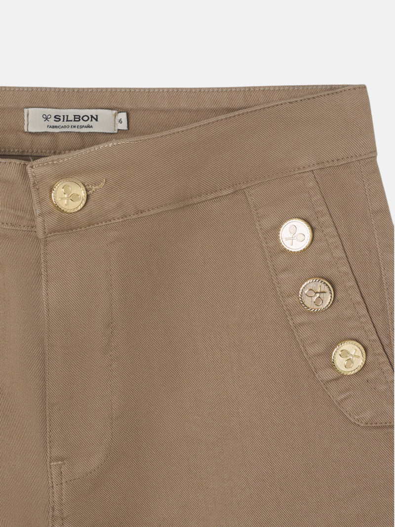 Calças culotte marinheiro denim areia