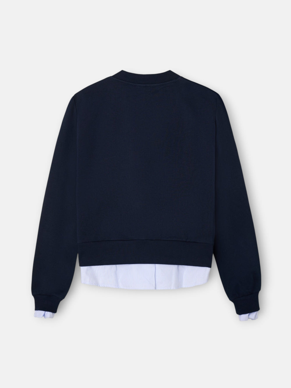 Sweat-shirt femme à ourlet chemise marine