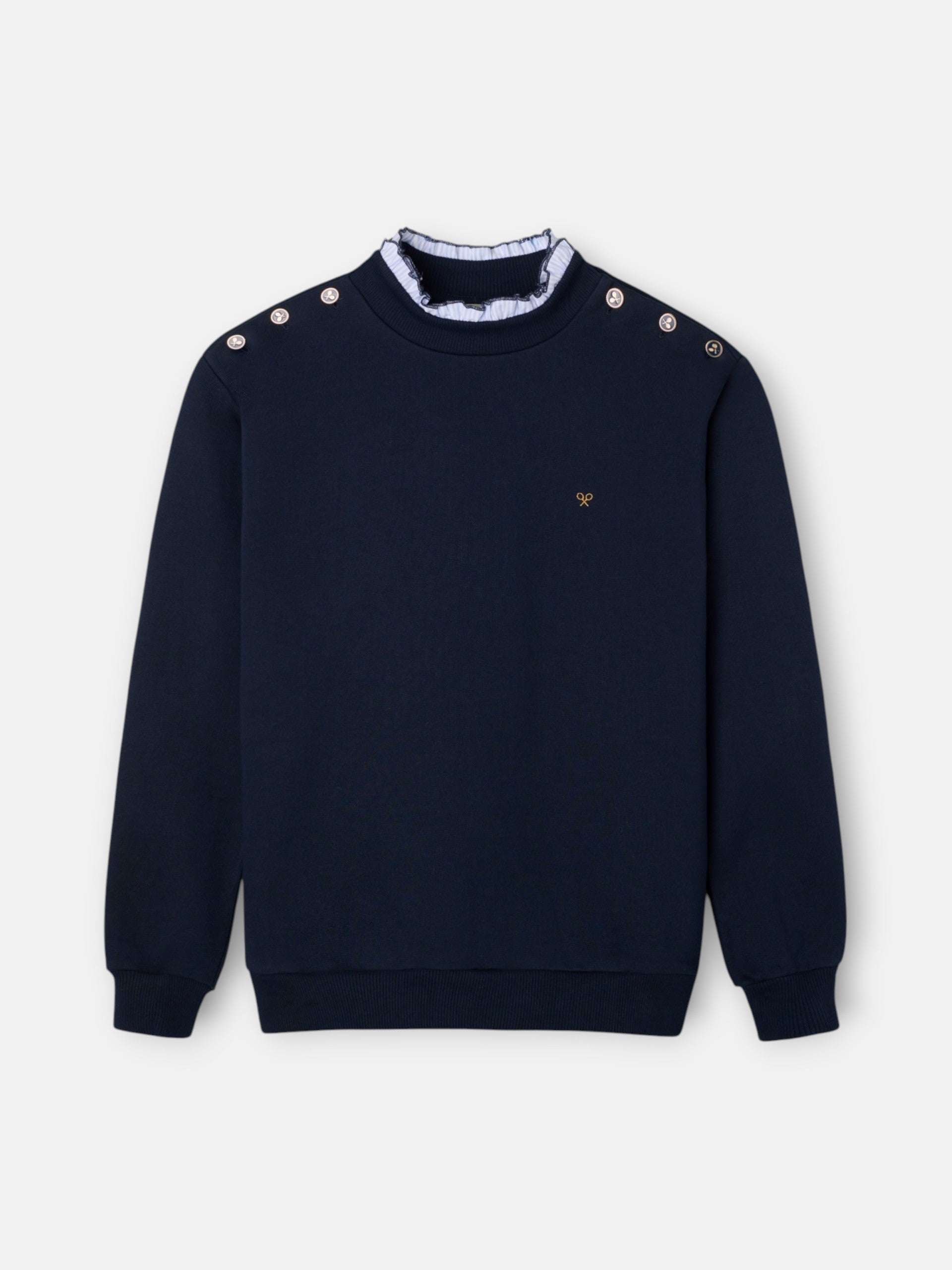 Sudadera woman cuello volante botones azul marino
