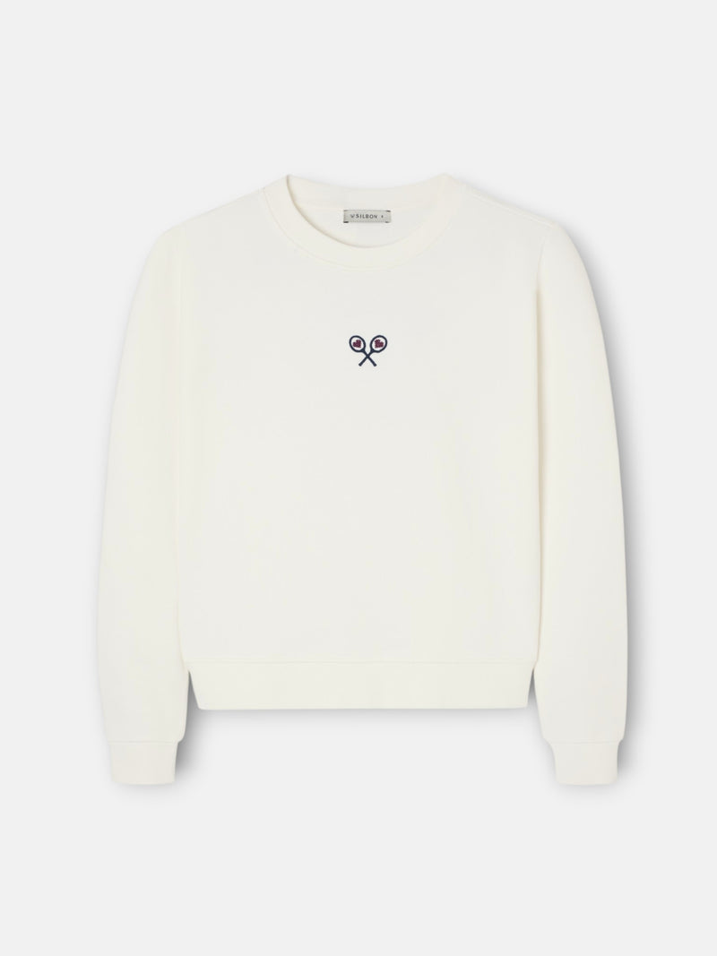 Sweat-shirt femme lucky love écru