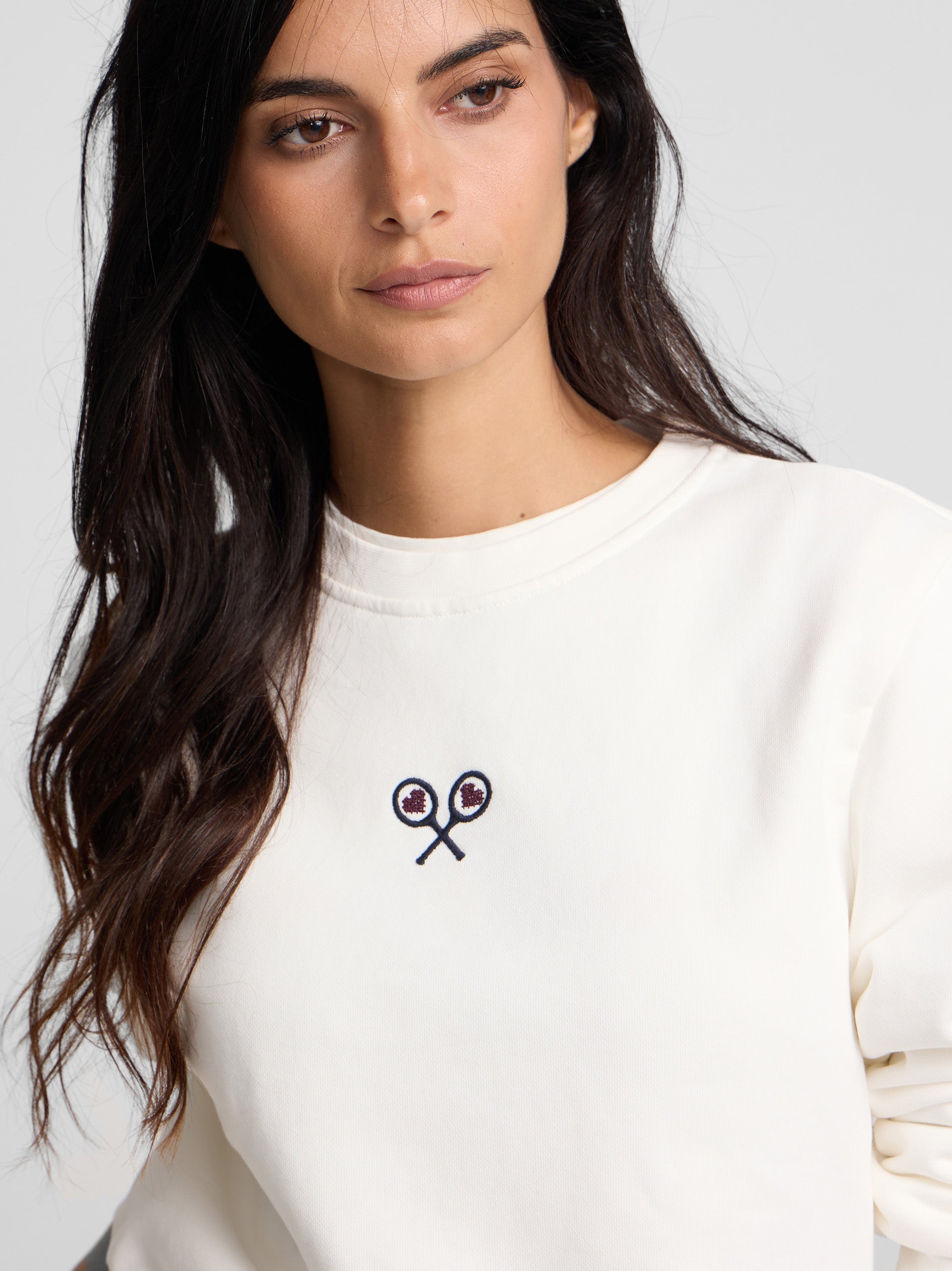 Sweat-shirt femme lucky love écru