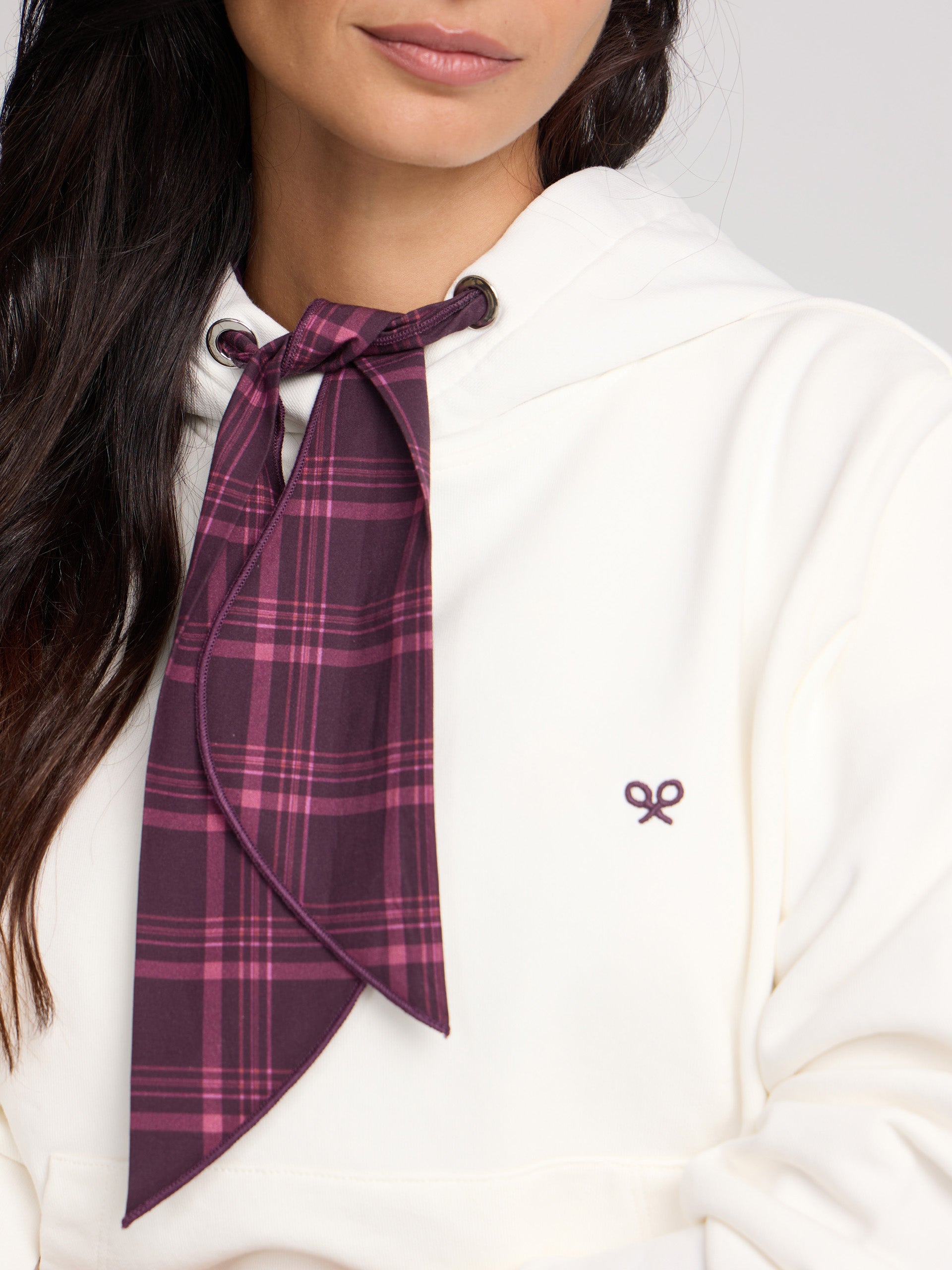 Women's hoodie with scarf, off-white
