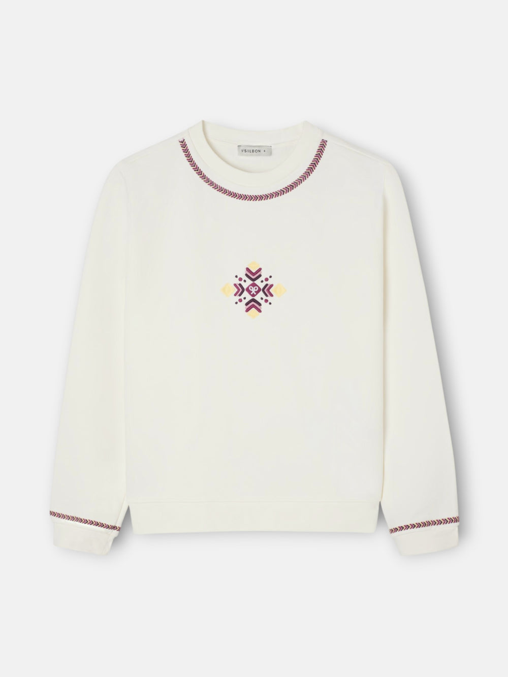 Sudadera woman bordado etnico crudo