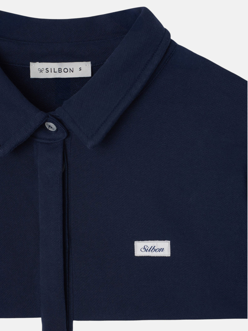 Sudadera woman cuello polo rayas azul marino