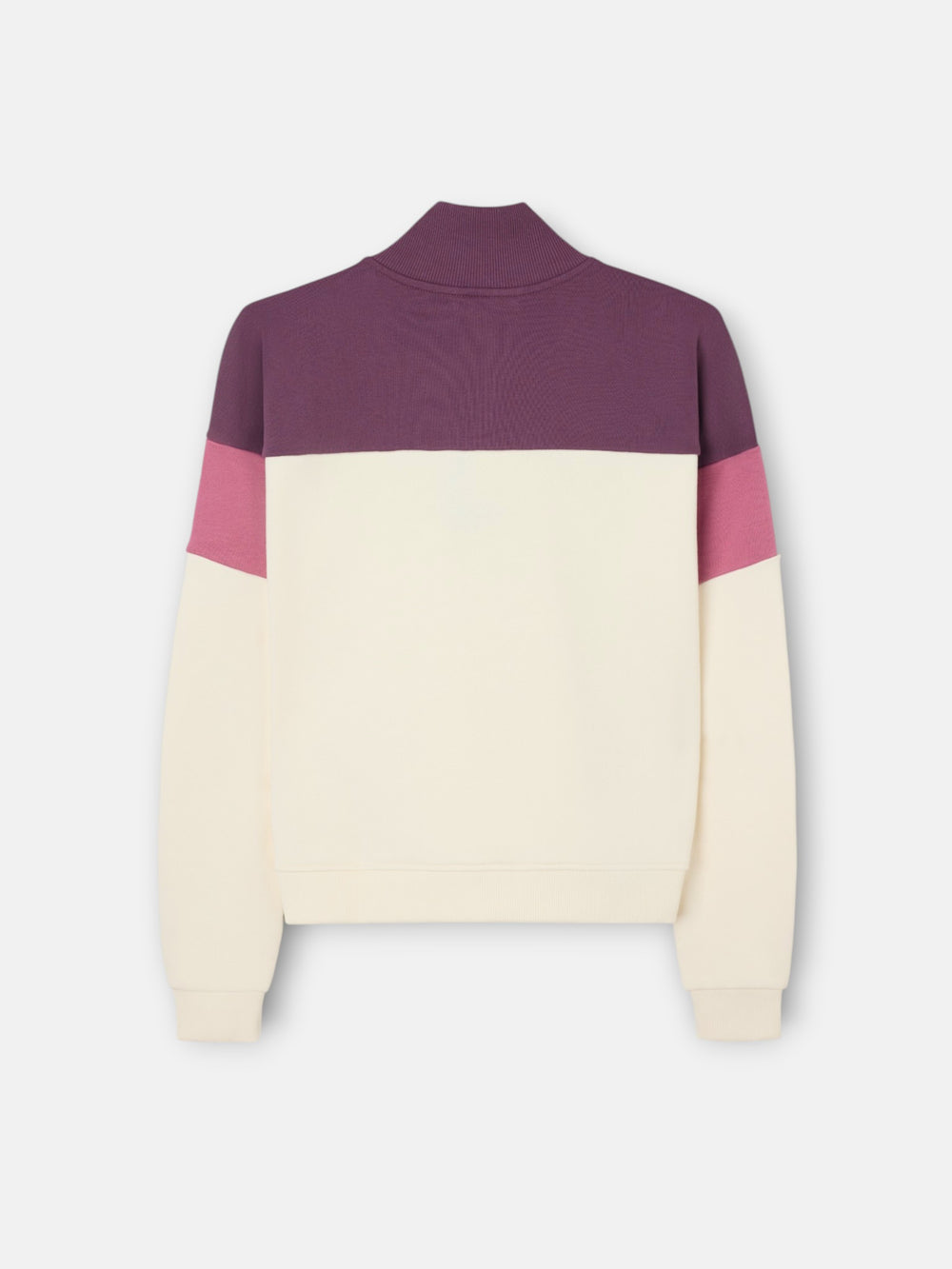 Sudadera woman tricolor cuello botones rosa y crudo