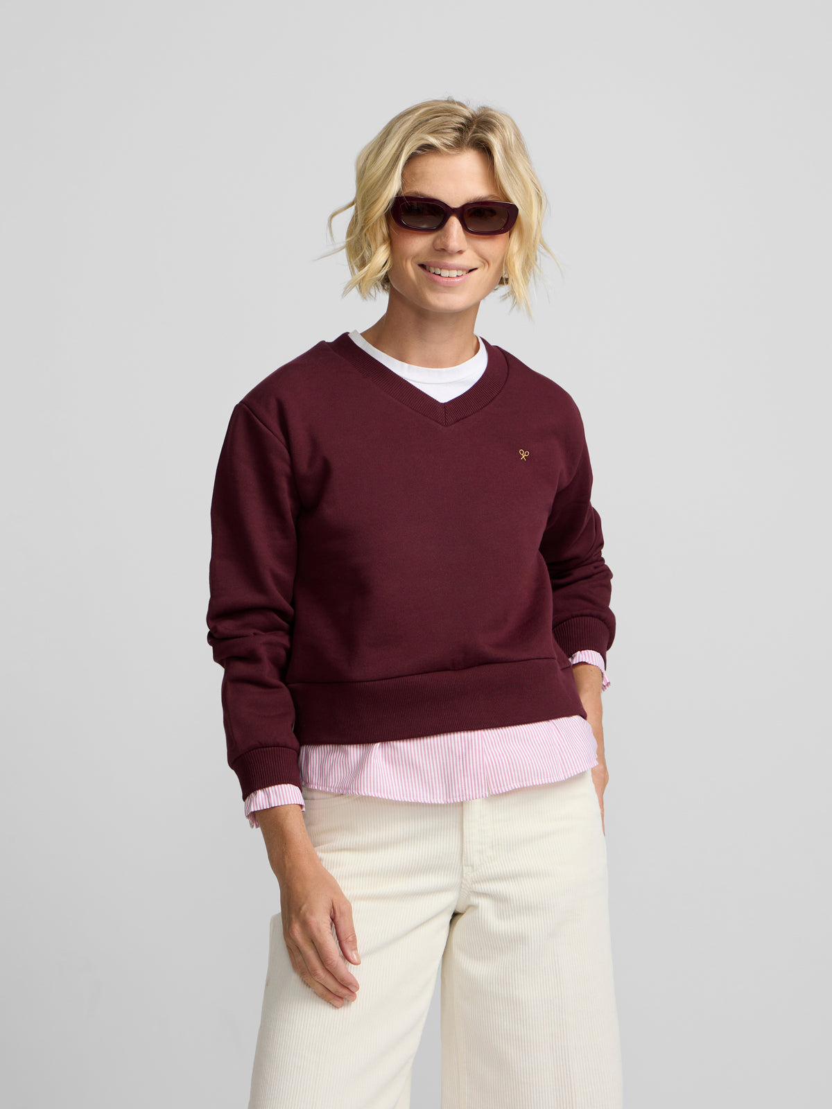 Sudadera woman bajo camisero granate