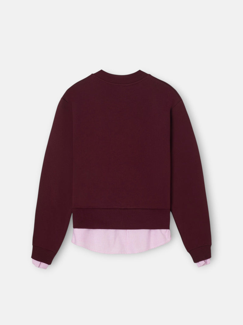 Sudadera woman bajo camisero granate