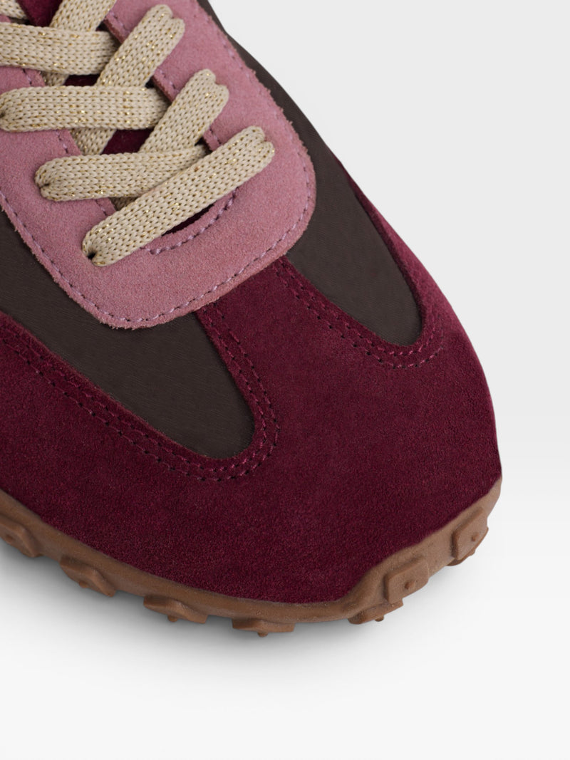 Baskets tricolores raquettes marron et bordeaux
