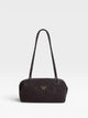Bolso piel de hombro alargado trenzado marron