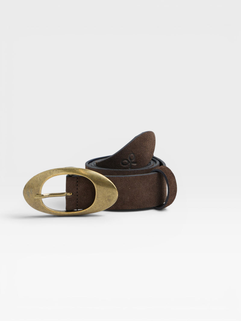 Ceinture en cuir suédé marron