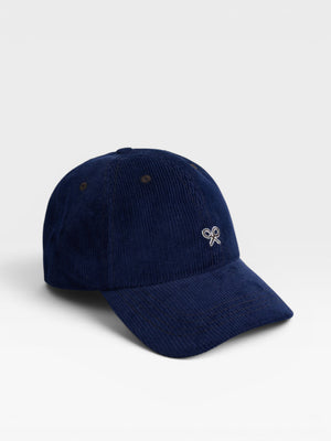 Casquette Silbon combinée en velours côtelé bleu marine