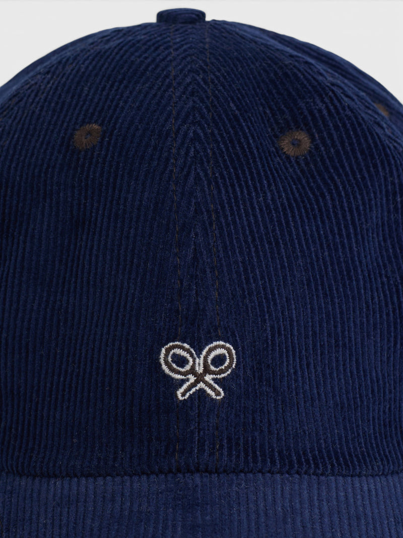 Casquette Silbon combinée en velours côtelé bleu marine