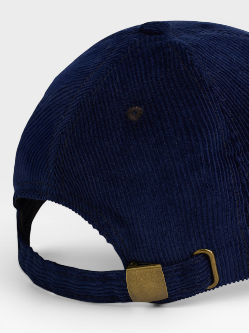 Casquette Silbon combinée en velours côtelé bleu marine