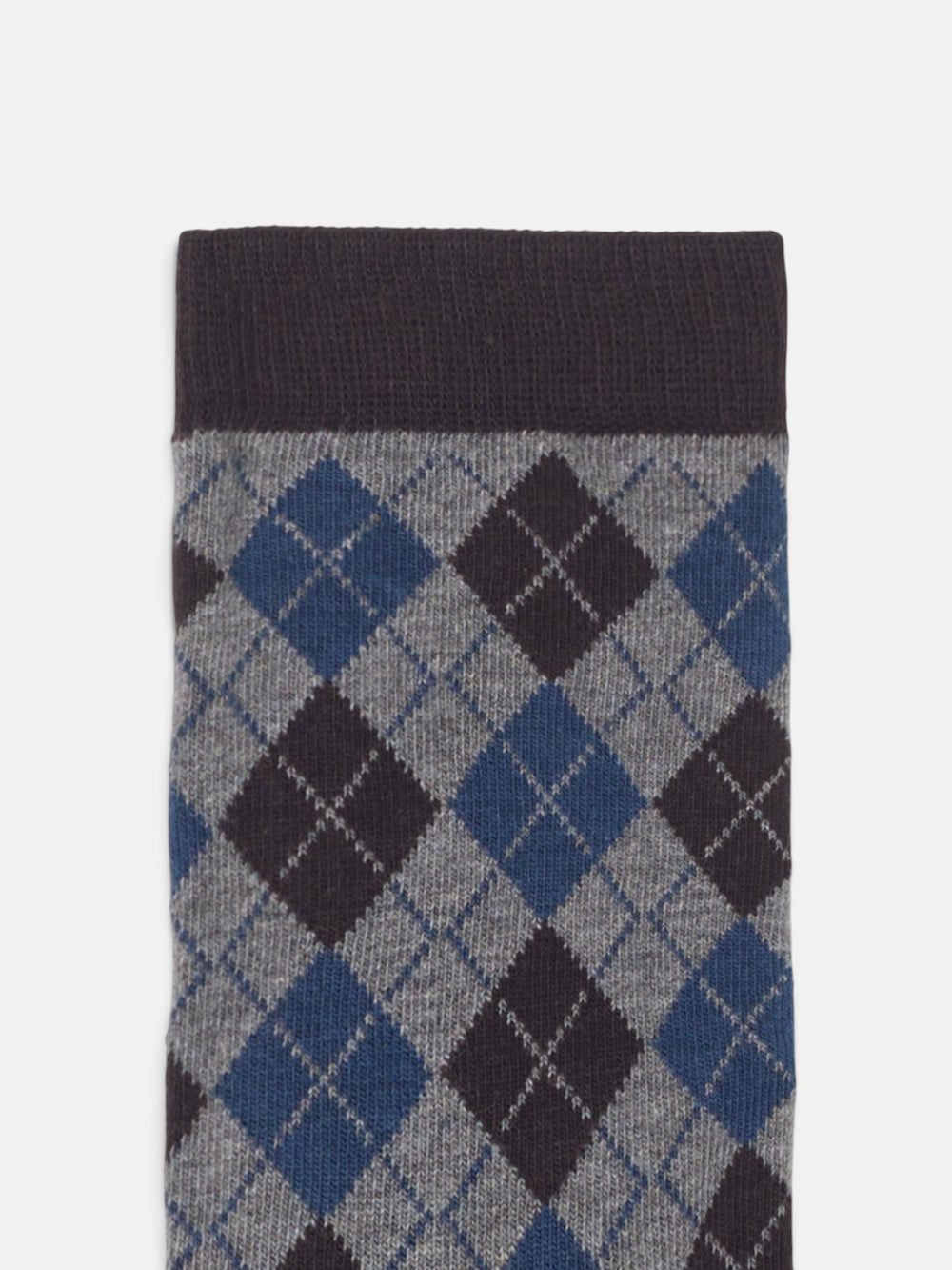 Blue and brown argyle socks
