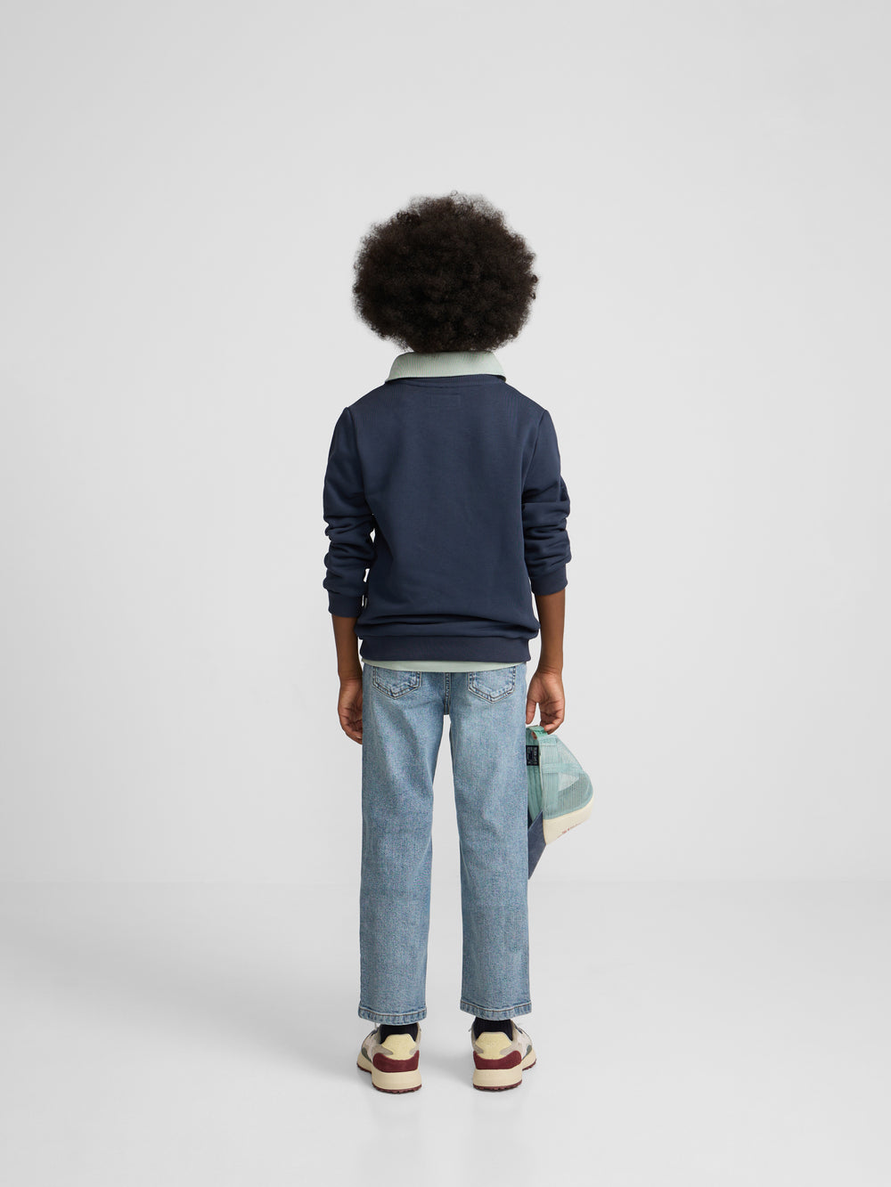 Kids navy blue Silbon patch sweatshirt