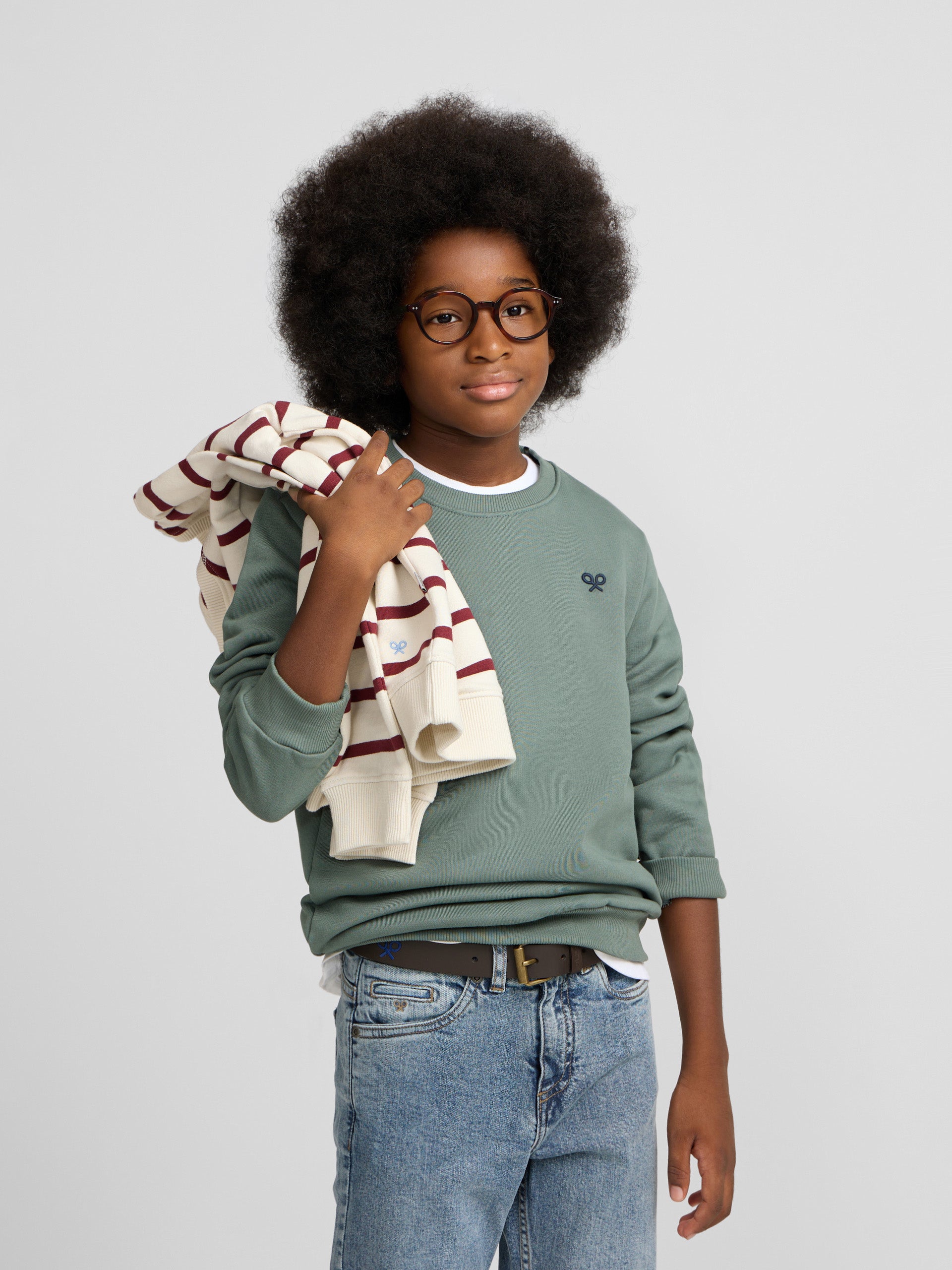 Sudadera kids minilogo verde oscuro