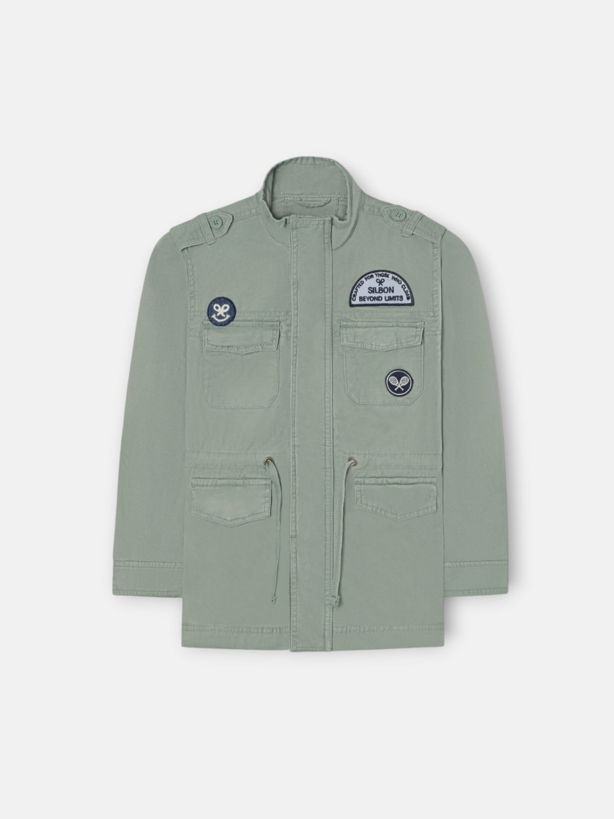 Veste enfant militaire à écussons verte