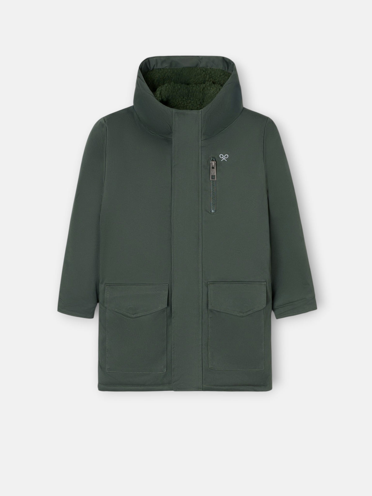 Abrigo kids capucha bolsillos verde