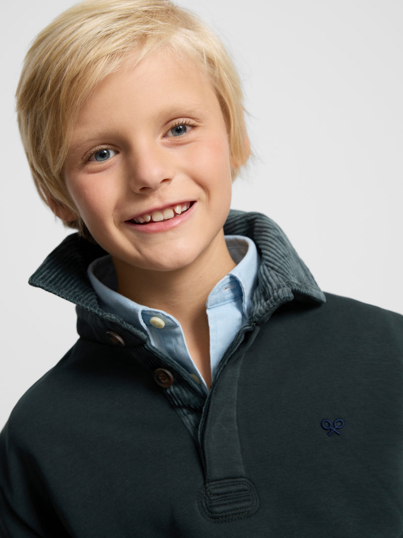 Bicolor green kids' fleece kangaroo