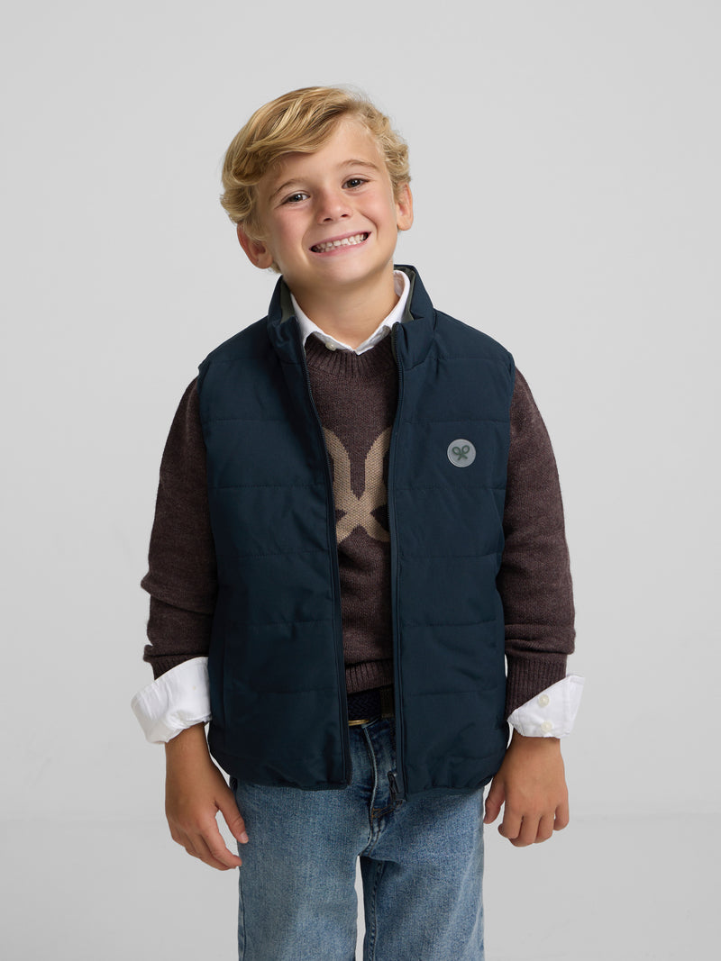 Chaleco kids reversible bolsillos verde marino