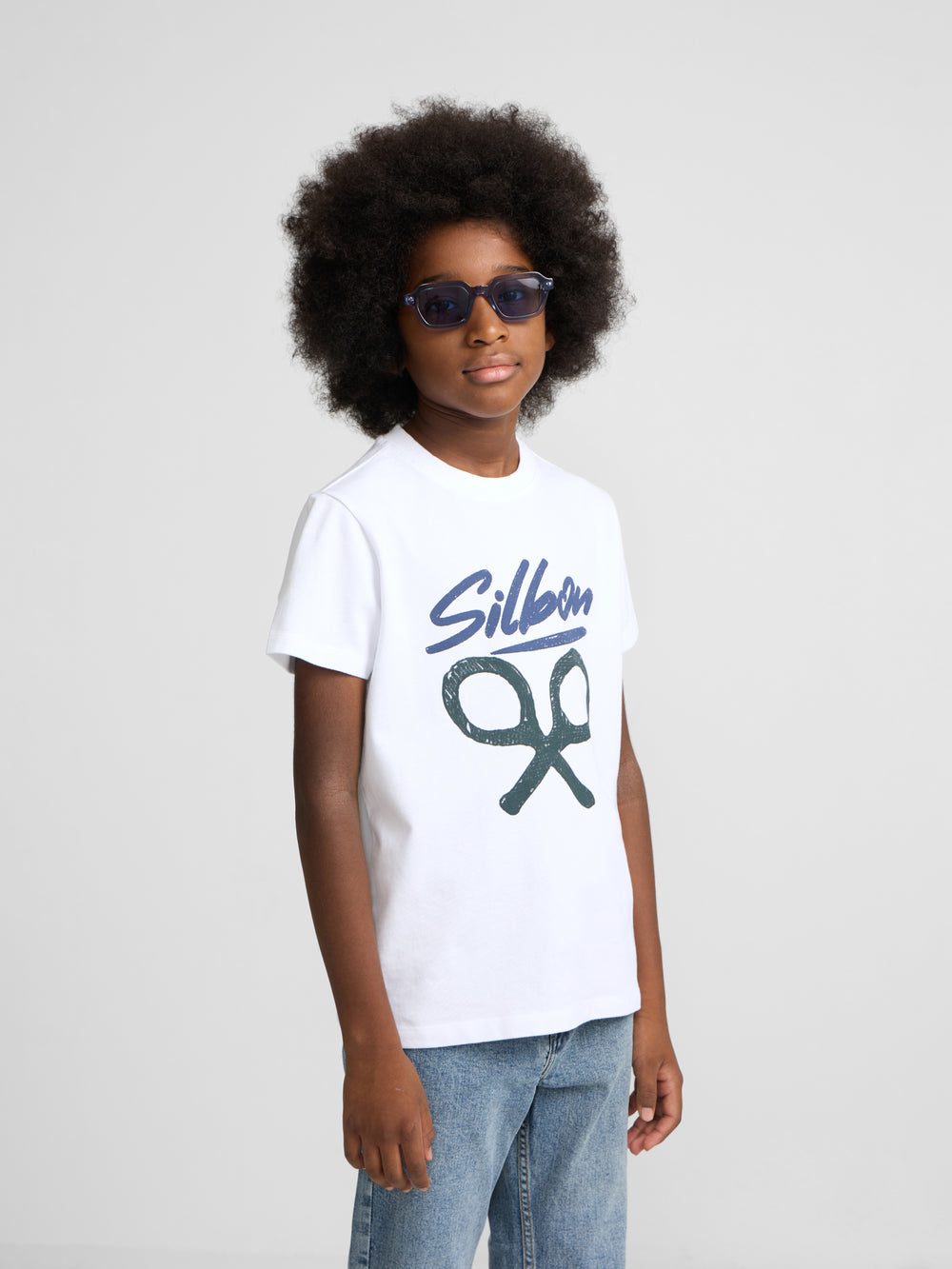 Silbon kids white graphic t-shirt