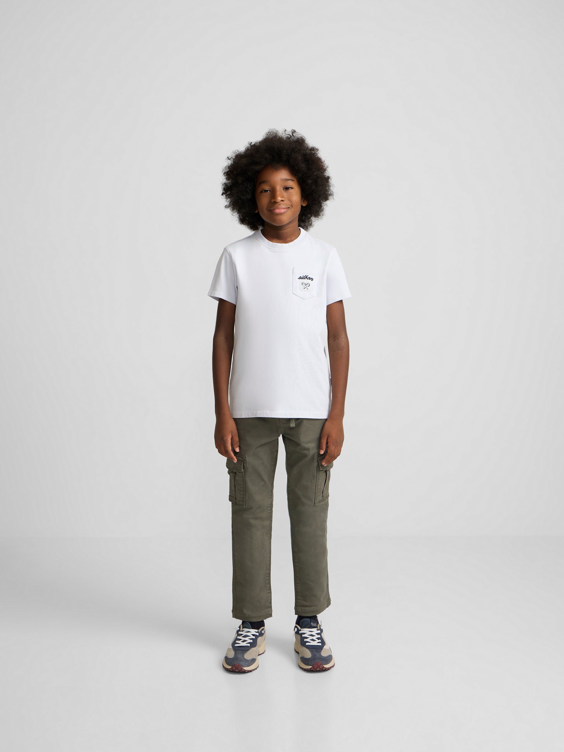 Kids T-shirt with light blue pocket label