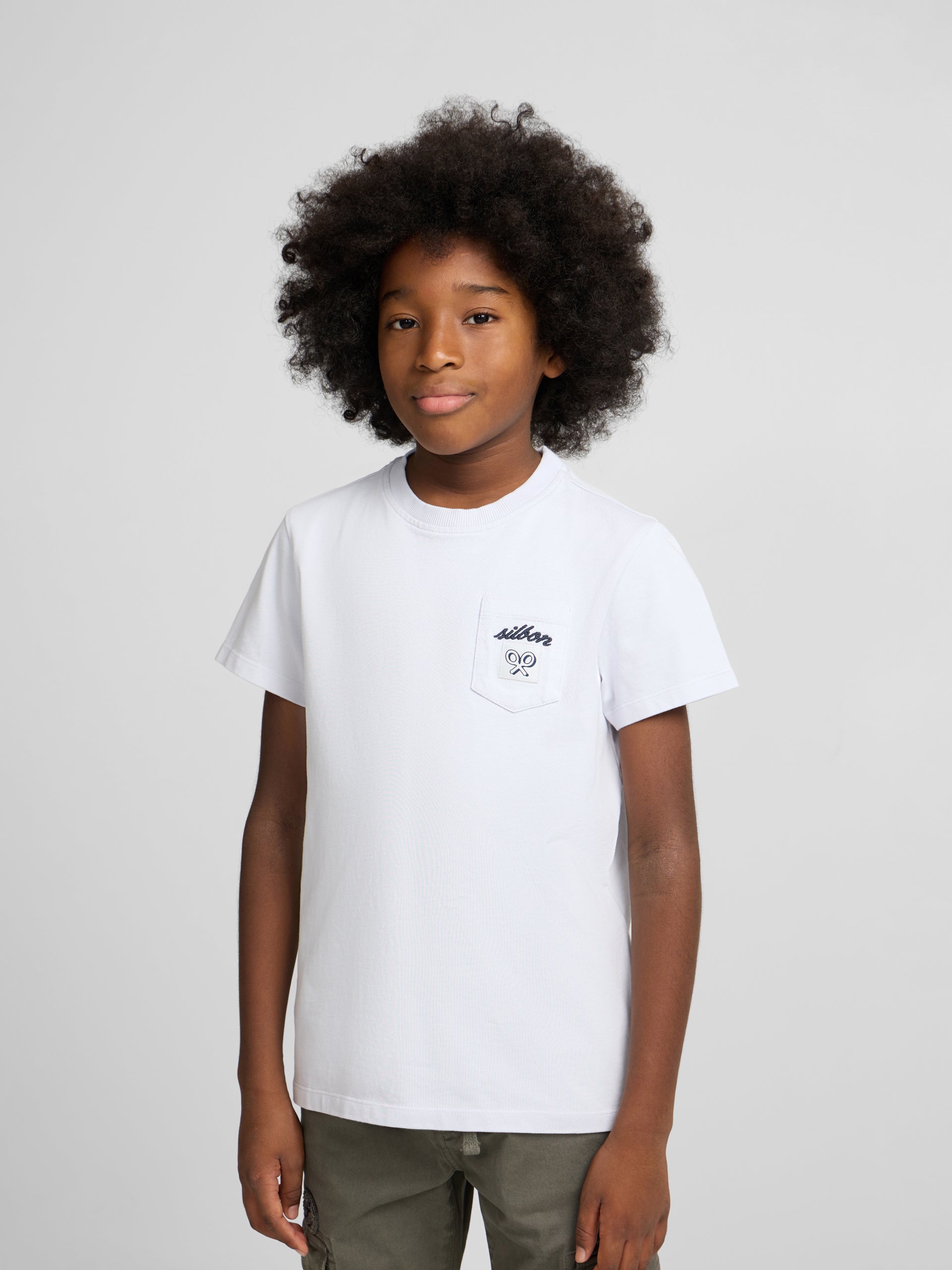 Kids T-shirt with light blue pocket label
