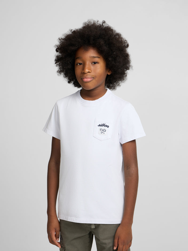 Camiseta kids bolsillo etiqueta azul claro