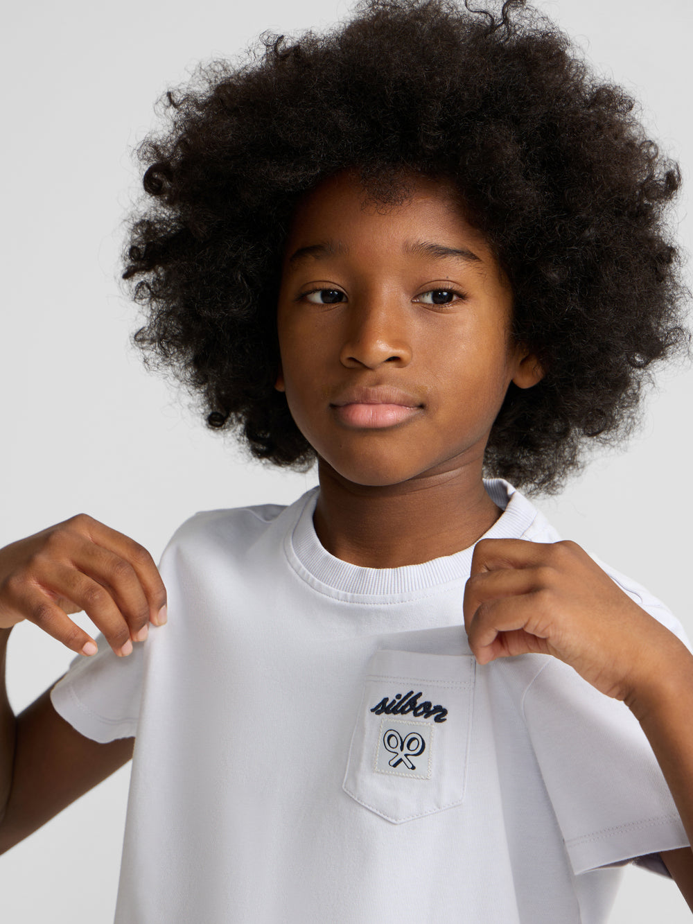 Kids T-shirt with light blue pocket label
