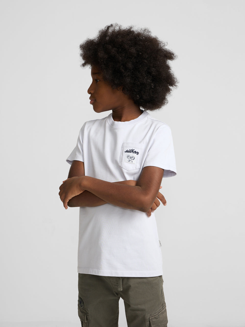 Kids T-shirt with light blue pocket label
