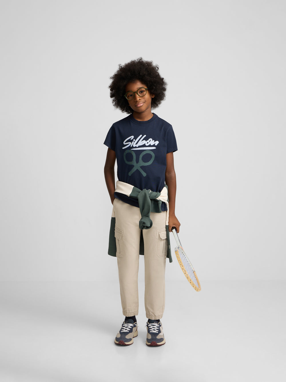 Kids Silbon t-shirt navy blue drawing