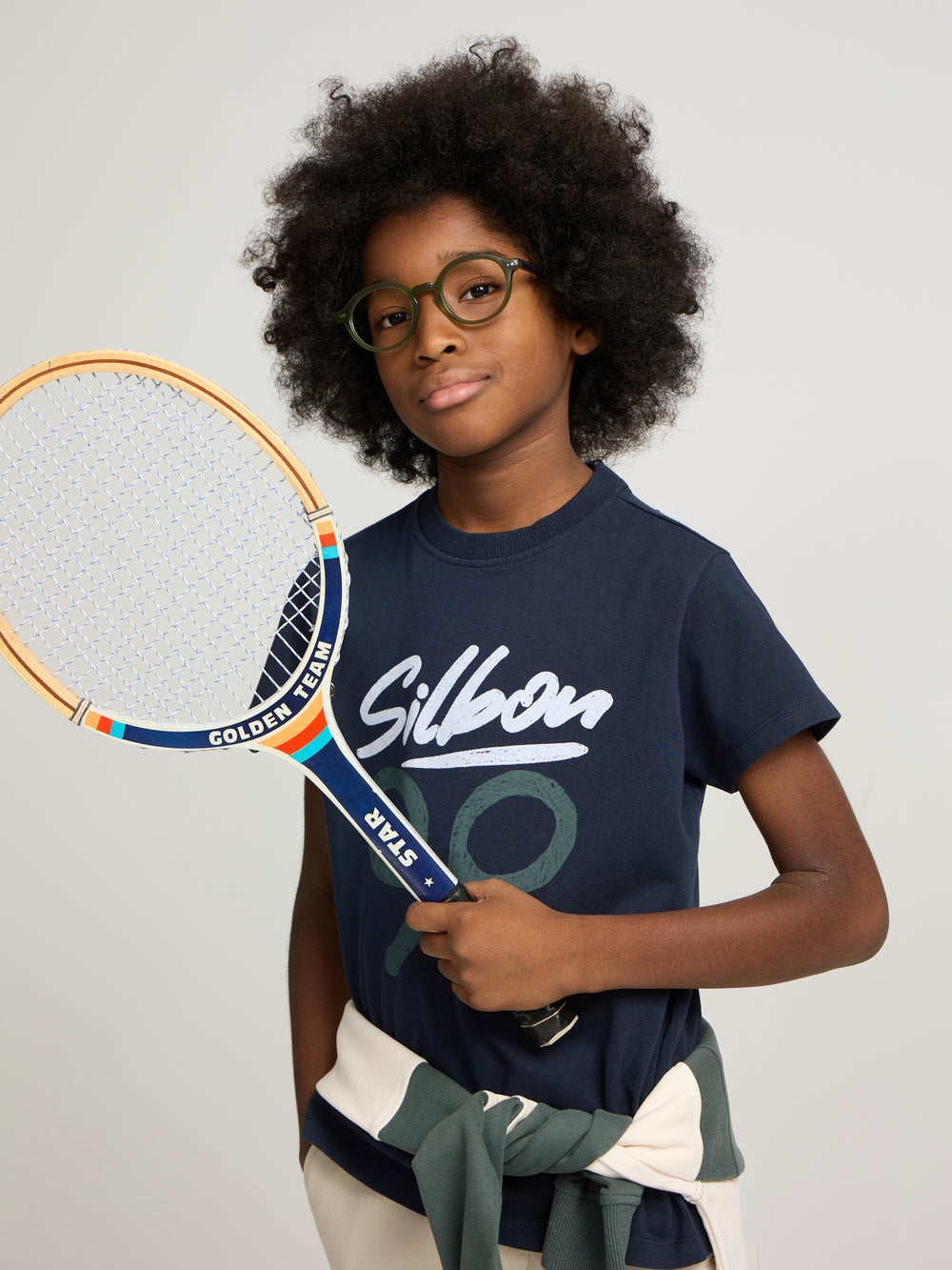Kids Silbon t-shirt navy blue drawing