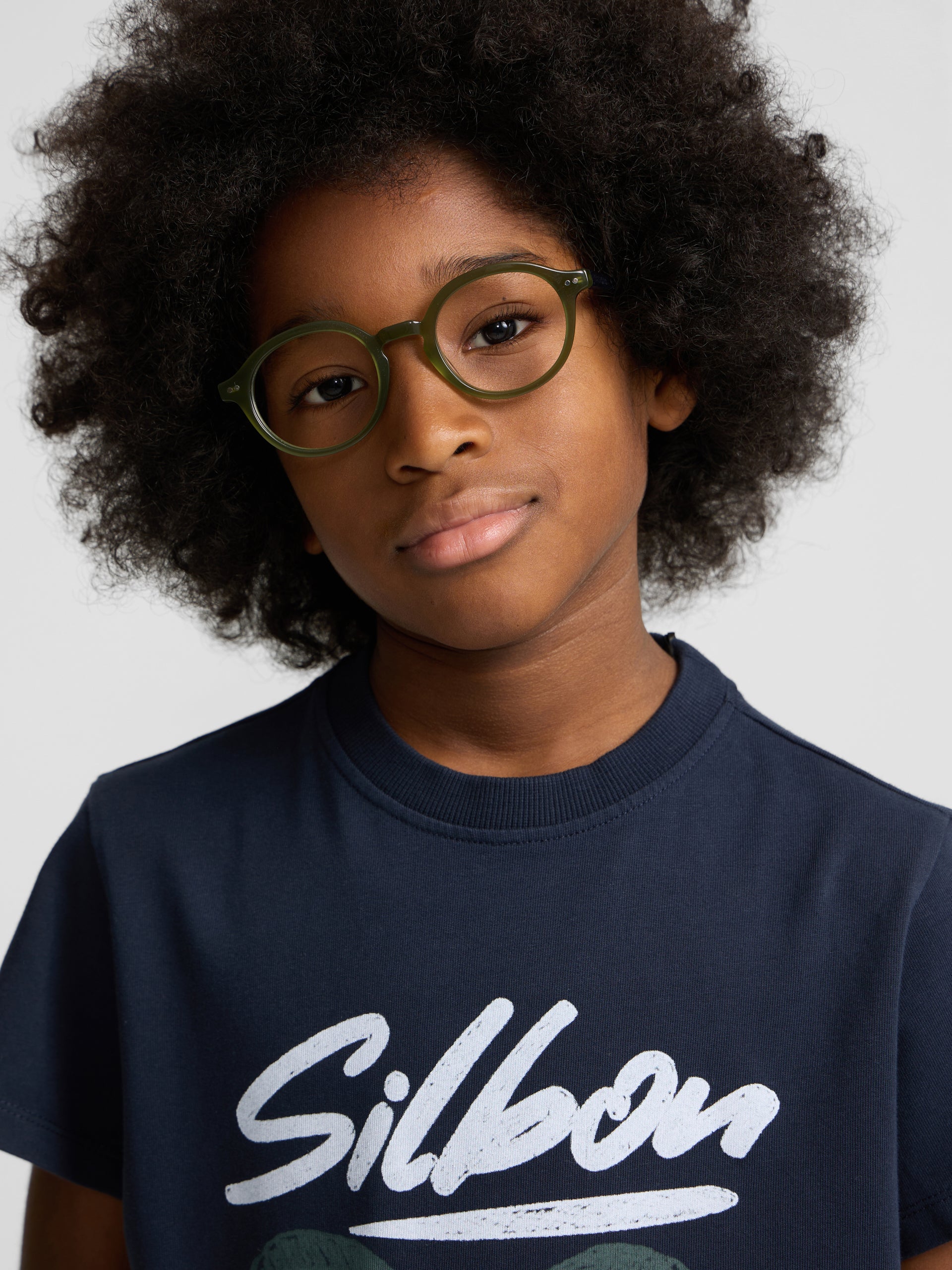 Camiseta kids silbon dibujo azul marino