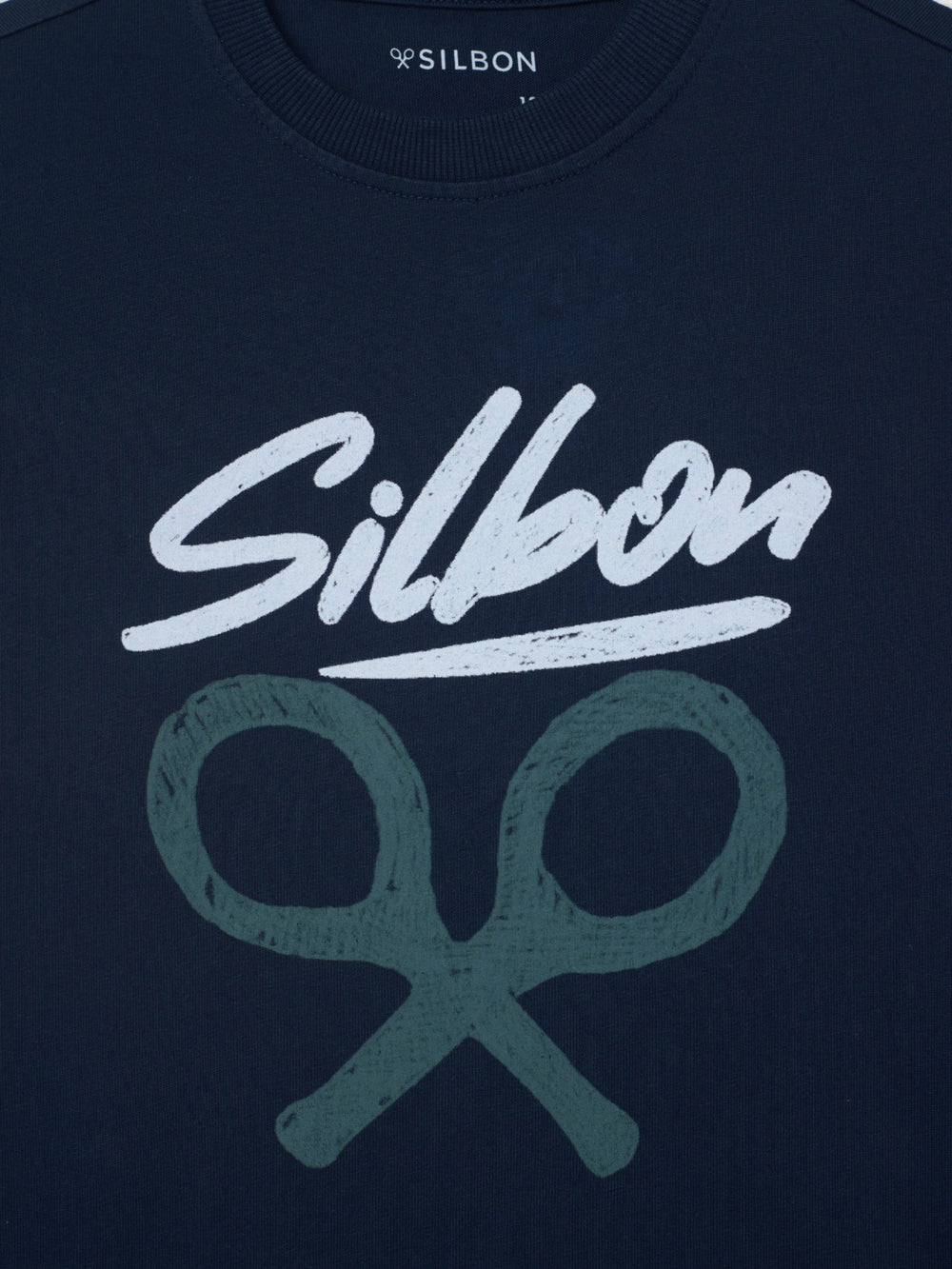Kids Silbon t-shirt navy blue drawing