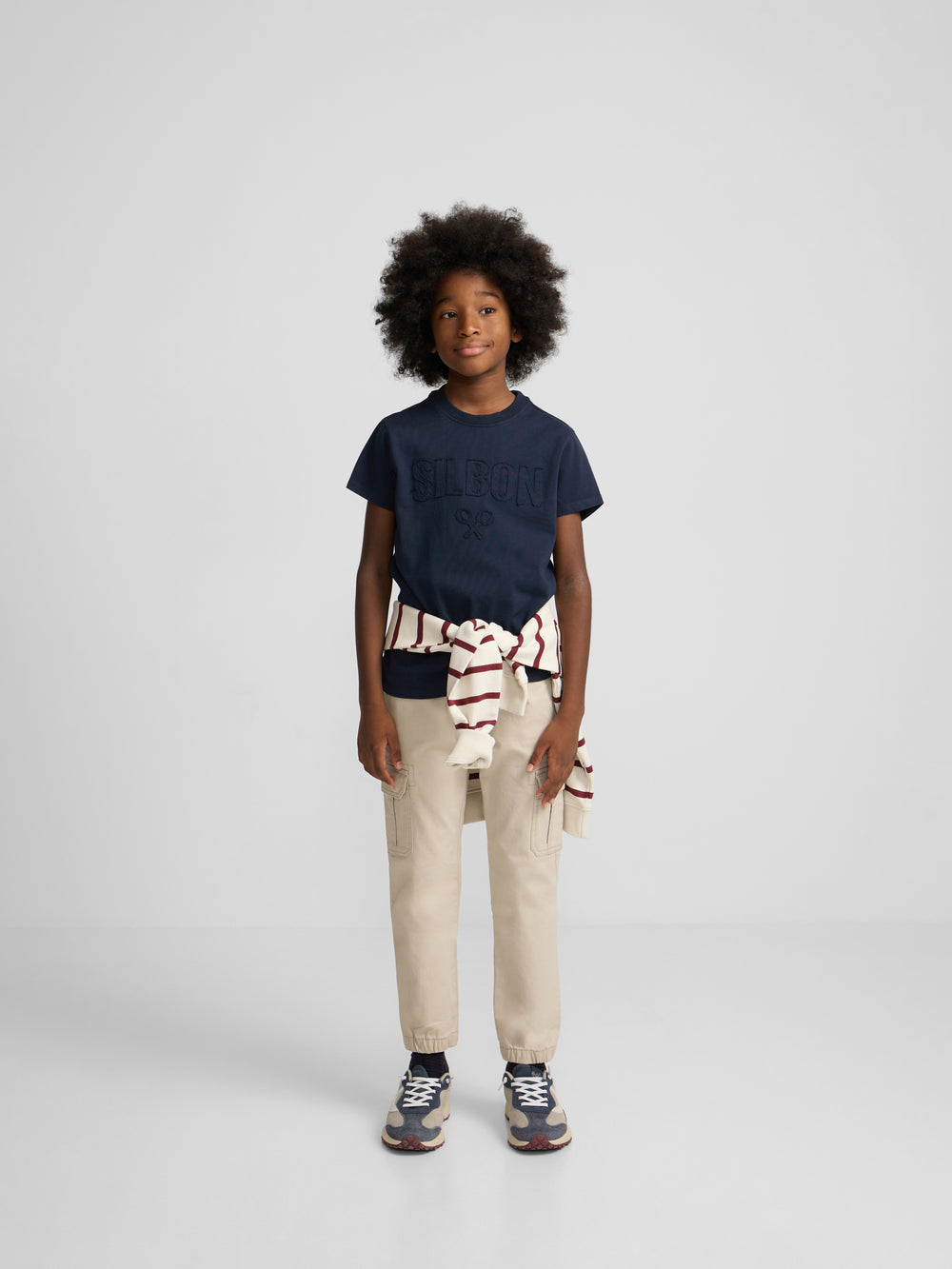 Kids Silbon patch t-shirt in navy blue shade