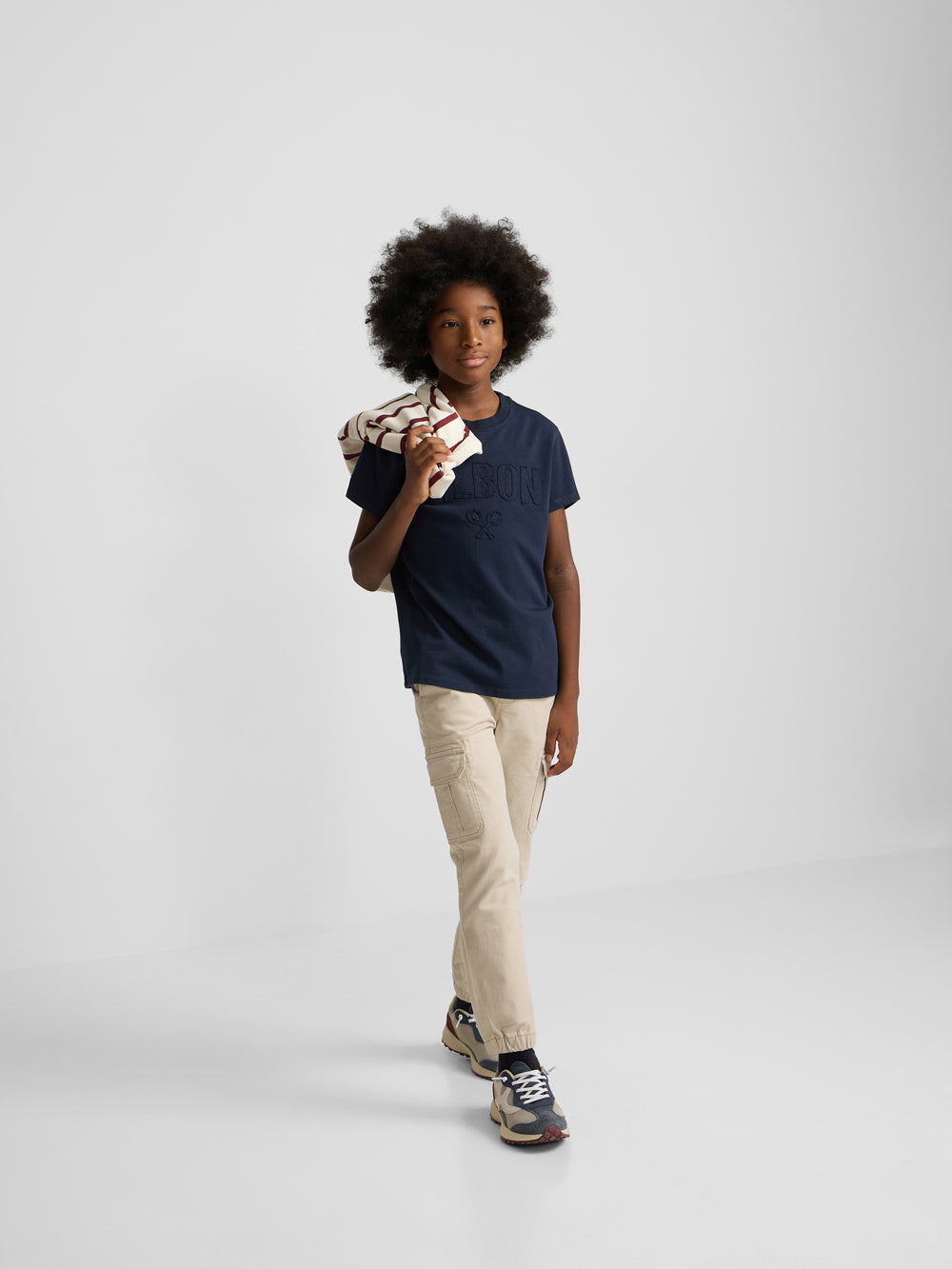 Kids Silbon patch t-shirt in navy blue shade