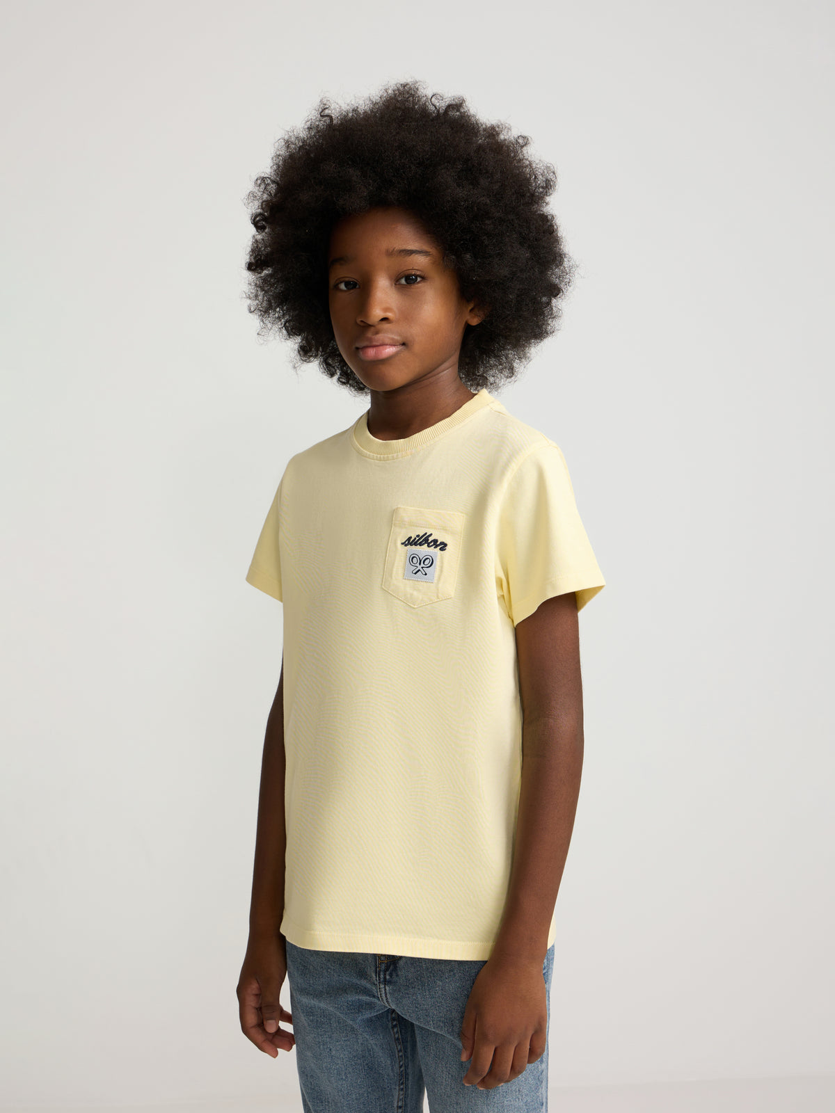 T-shirt enfant poche étiquette jaune