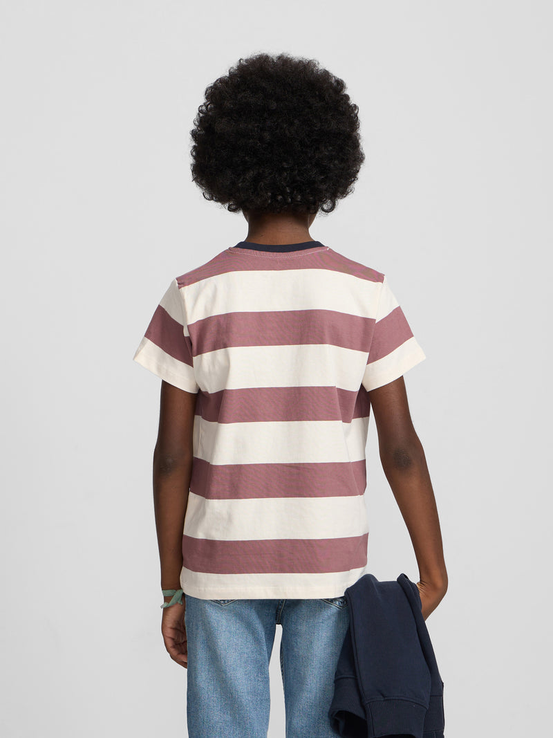 Camiseta kids raya ancha smile burdeos
