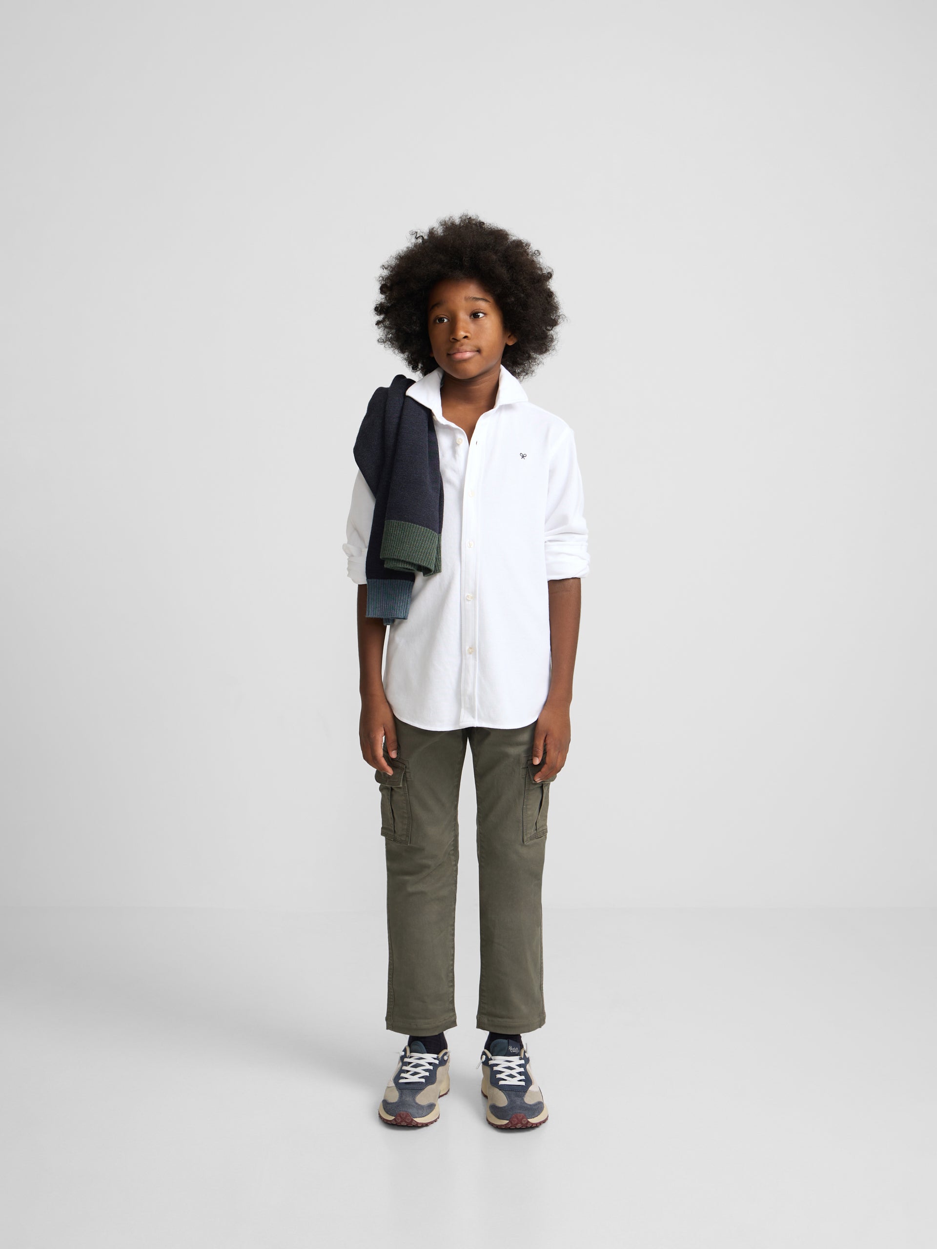 Camisa sport kids pique blanco