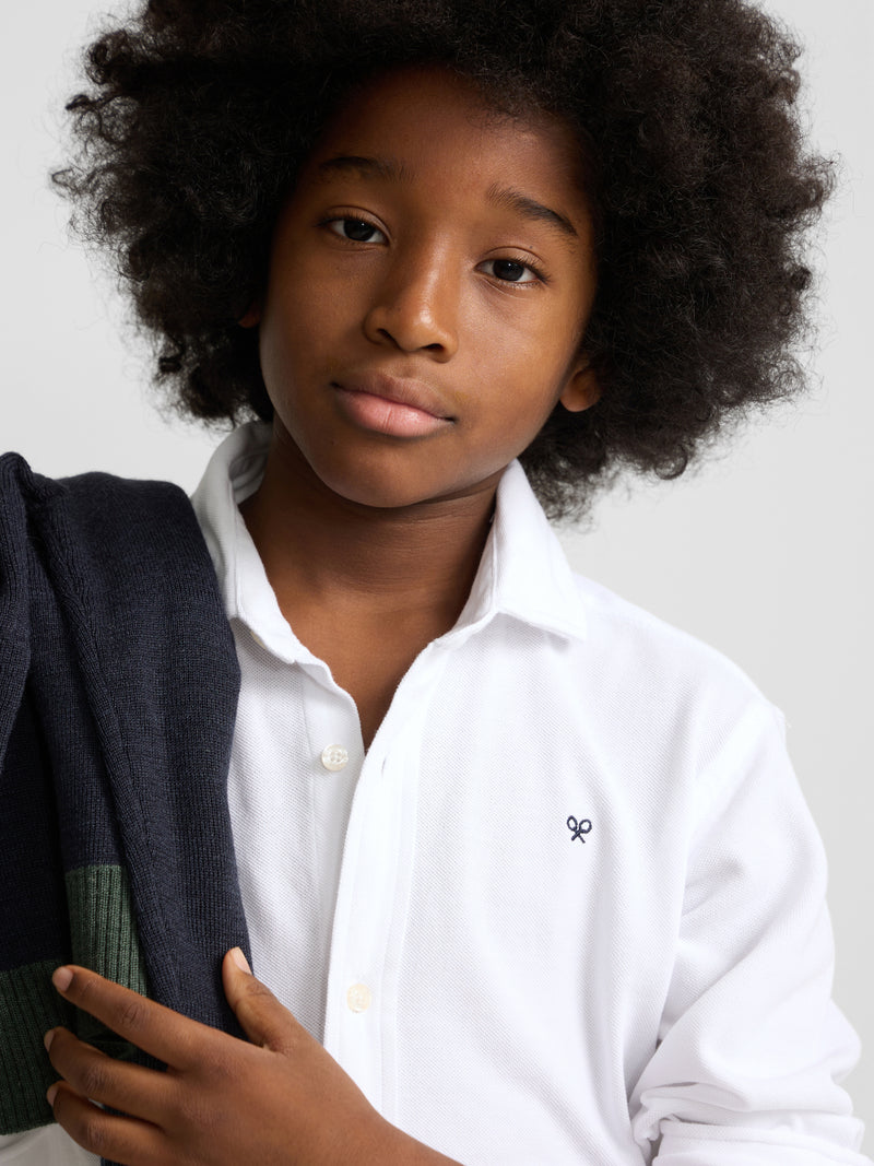 Chemise sport enfant piqué blanc
