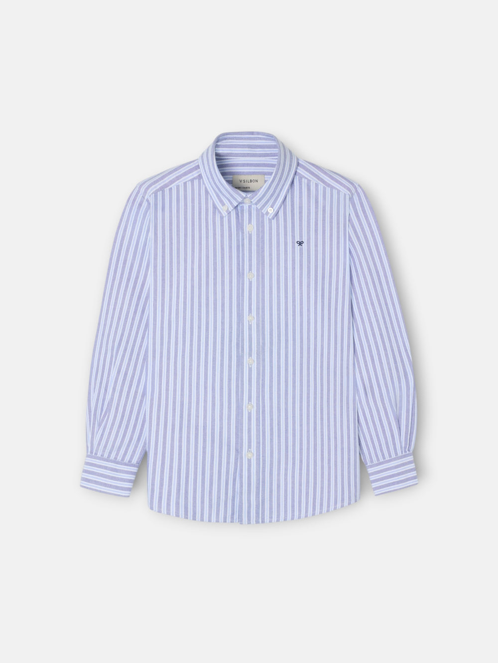 Kids' sport shirt oxford bicolor stripe navy light blue