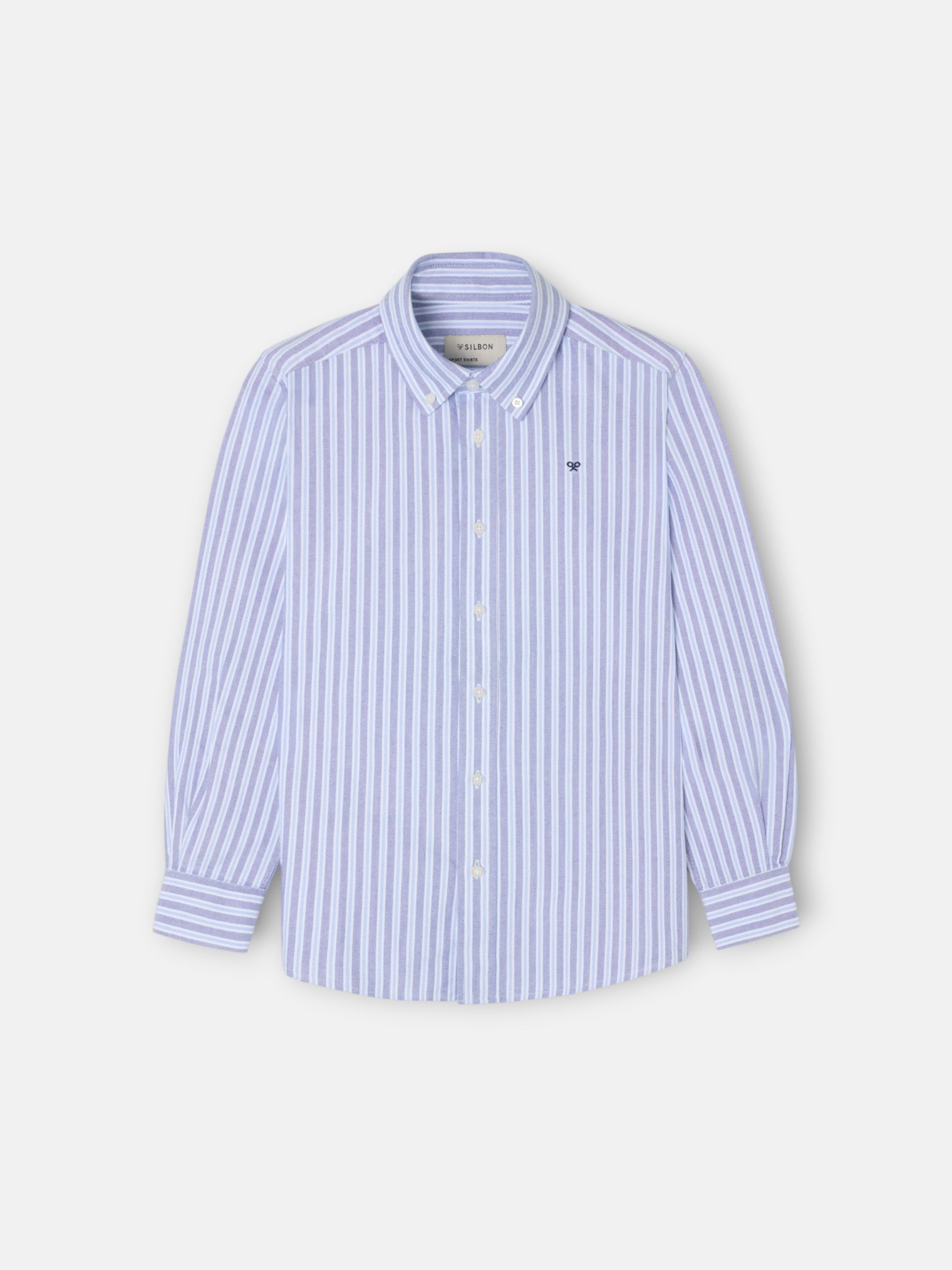 Camisa sport kids oxford raya bicolor navy celeste