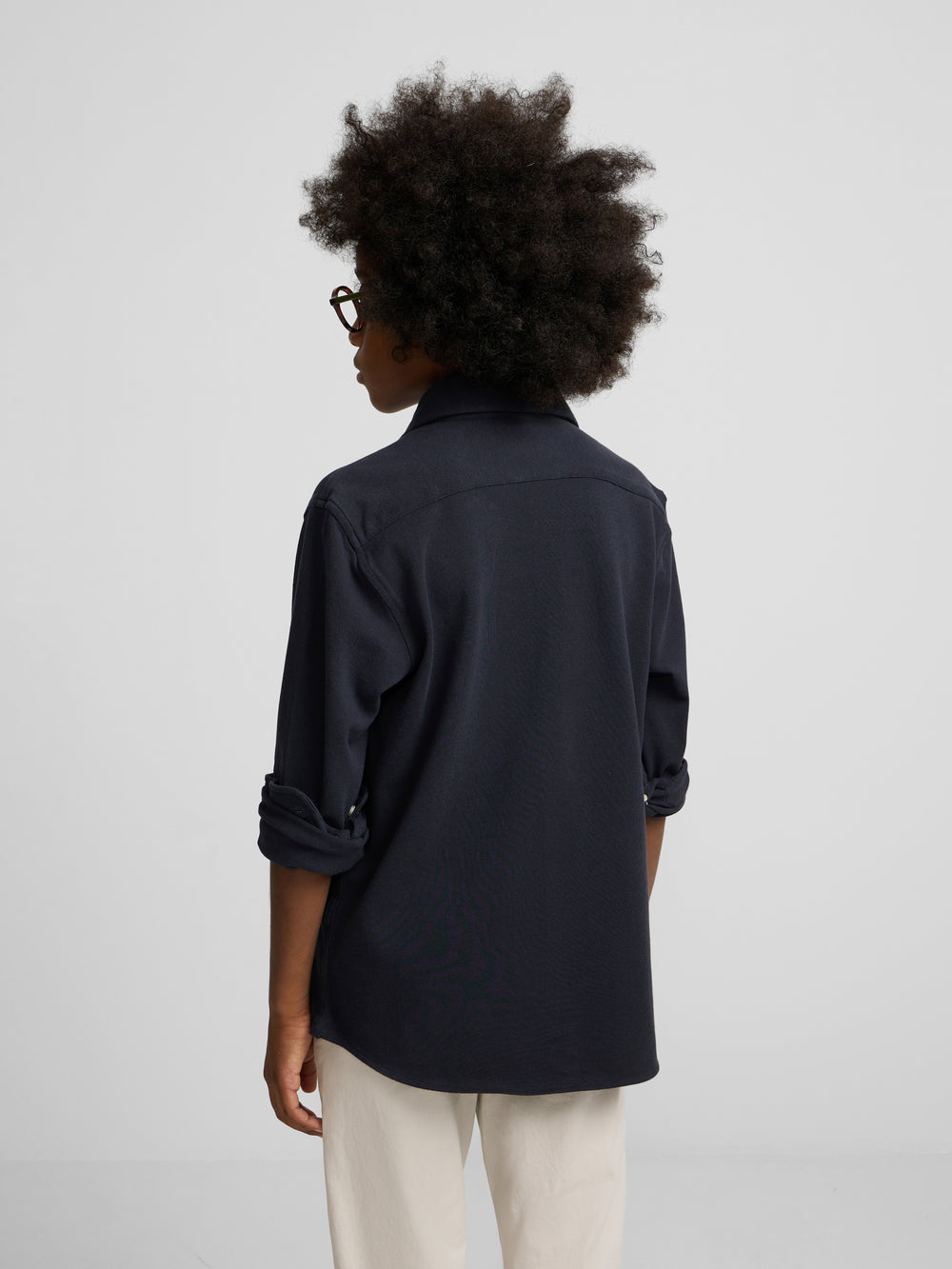 Kids' navy piqué sport shirt