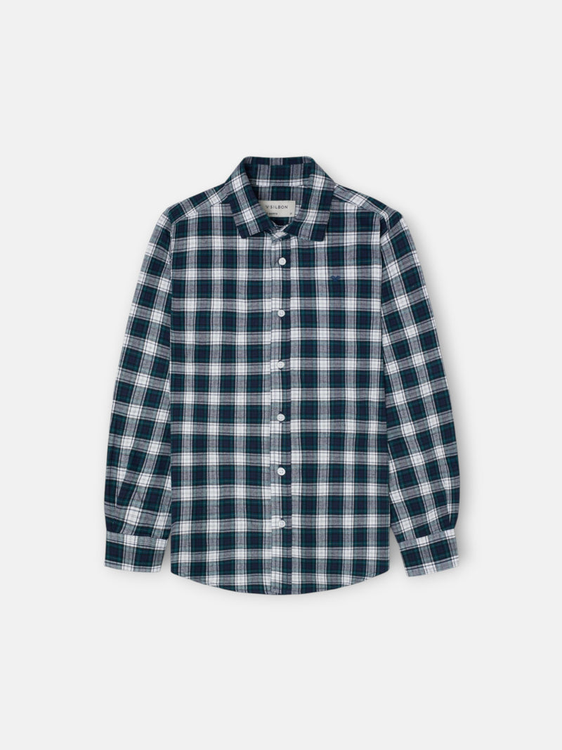 Camisa sport kids cuadro tartan verde