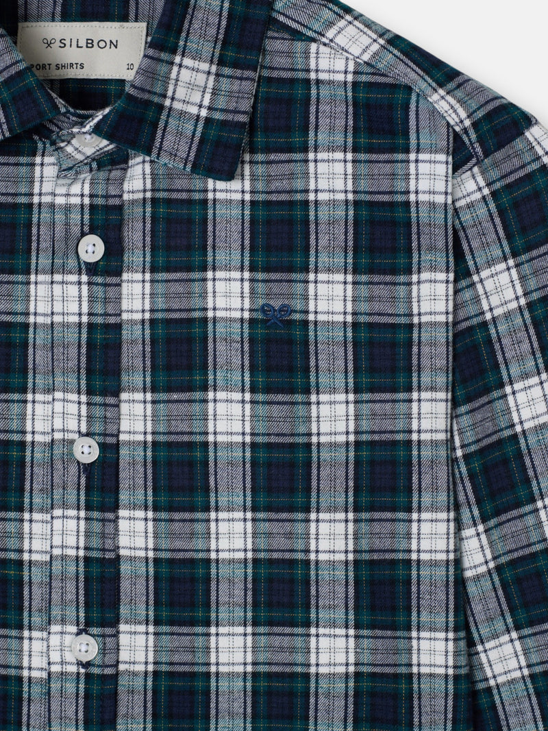 Camisa sport kids cuadro tartan verde