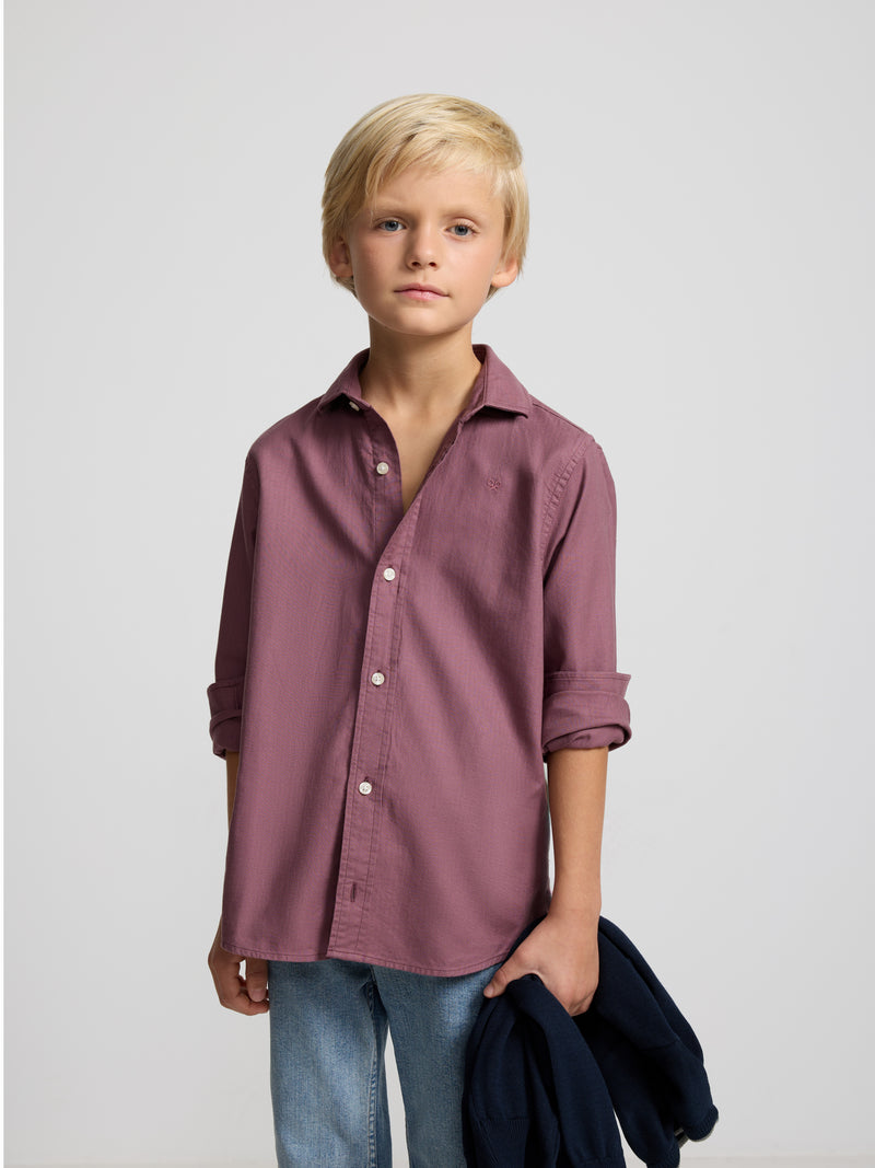 Camisa sport criança espinha de peixe bordô