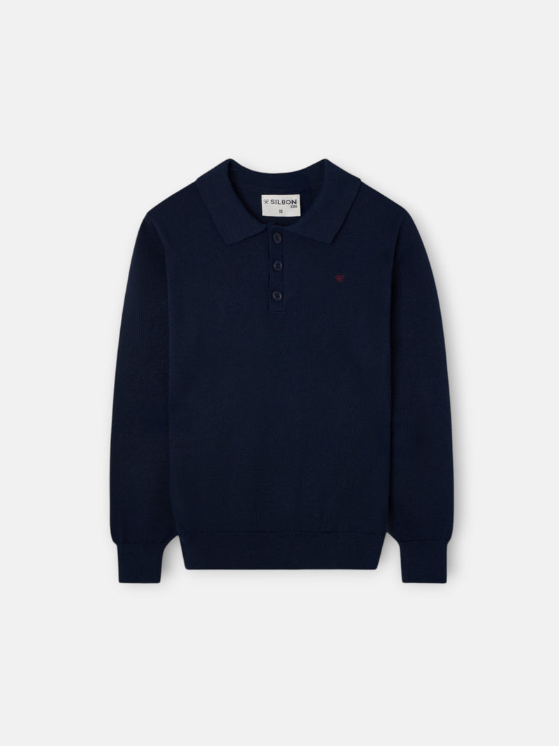 Jersey de criança gola polo azul-marinho