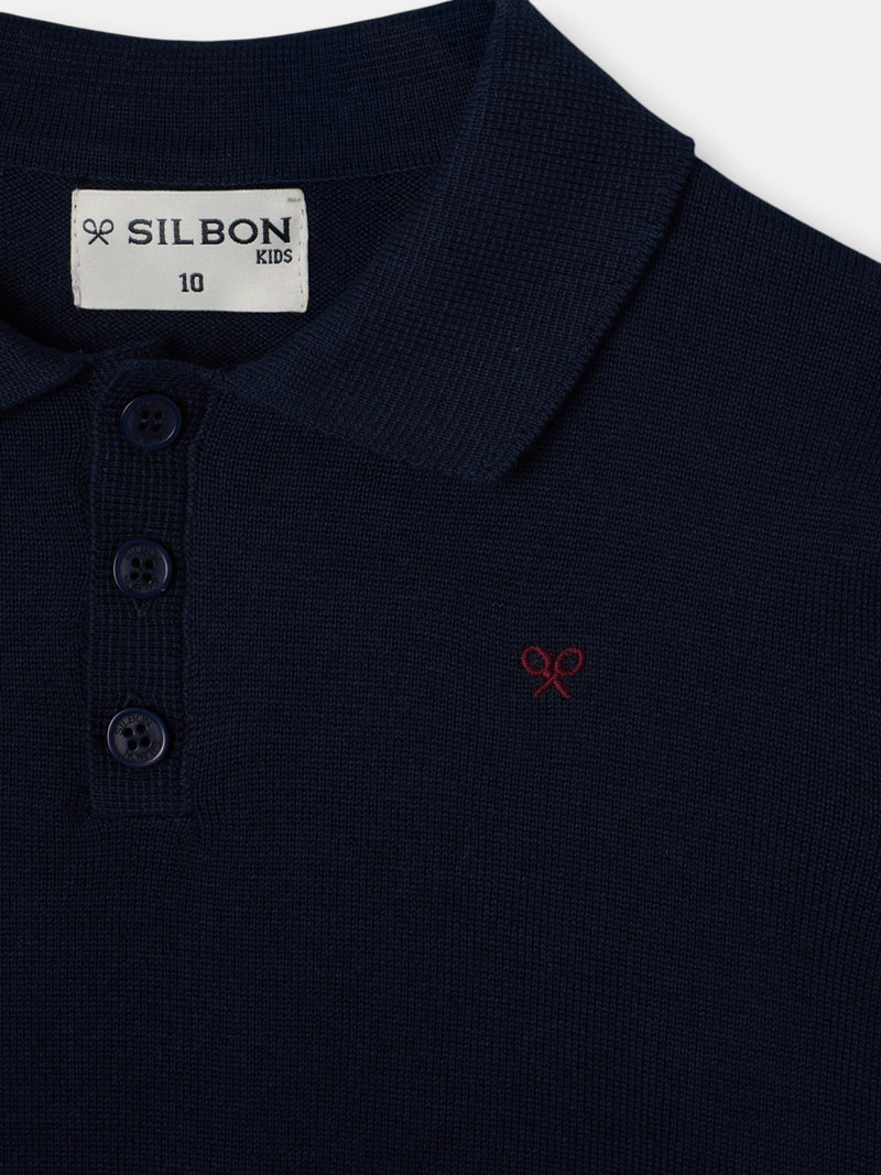 Jersey de criança gola polo azul-marinho